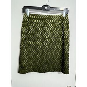 Piazza Sempione A-Line Skirt Small Green Metallic Satin Office Siren Twee